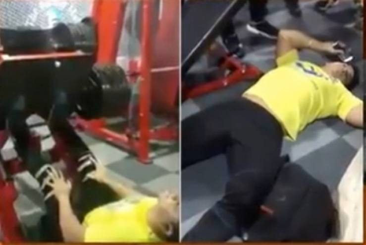 حاول رفع الأثقال بقدميه فوقع المحظور