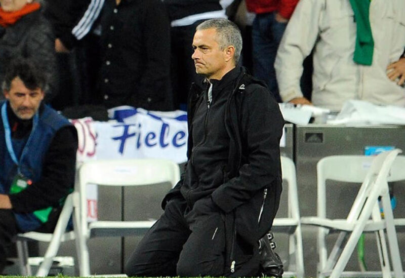 المدرب البرتغالي خلال مباراة ريال مدريد وبايرن عام 2012