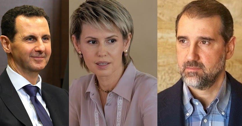 رامي مخلوف وبشار الأسد وزوجته أسماء