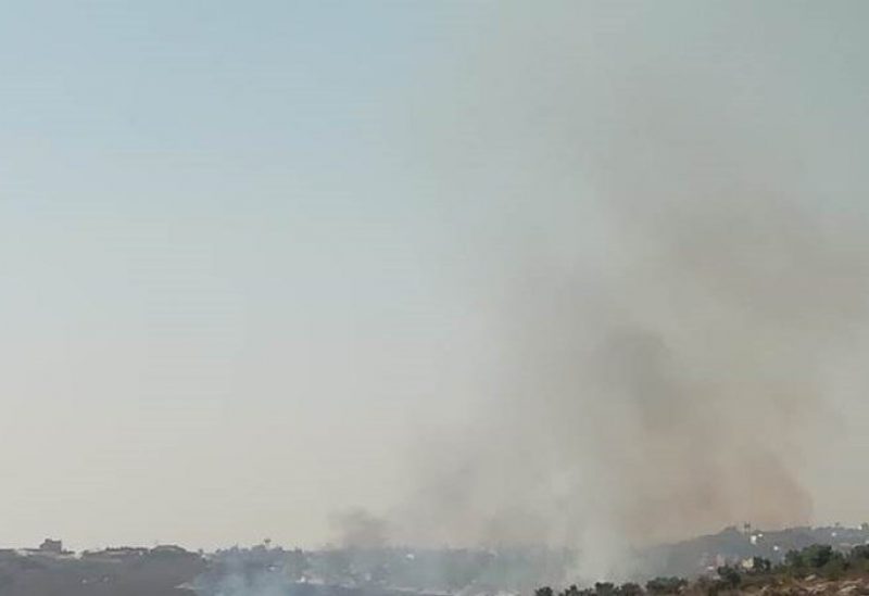 حريق بين دير الزهراني وعزة