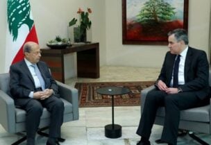 الرئيس المكلف مصطفى أديب مع الرئيس عون