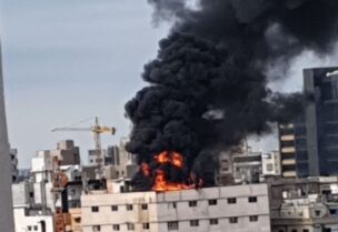 حريق مبنى في سد البوشرية