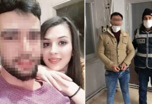 الزوجة إلى جانب زوجها, وفي صورة أخرى لحظة إعتقاله