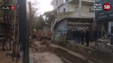 إنهيار مبنى جرّاء العاصفة التي ضربت لبنان