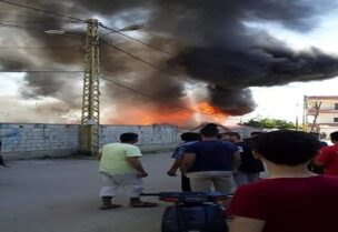 حريق في مخيم للنازحين السوريين
