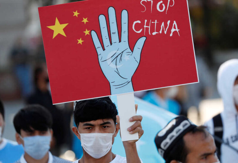 مظاهرة احتجاجاية على الأوضاع الإنسانية الصعبة في إقليم شينجيانغ الصيني
