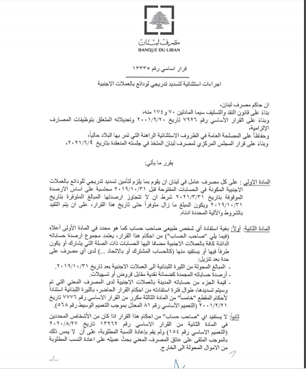 تعميم مصرف لبنان