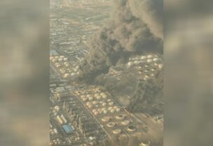 صورة من حريق مصفاة النفط جنوب طهران