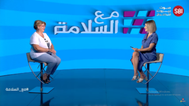 الممثلة اللبنانية أرزة شدياق في برنامج مع السلامة