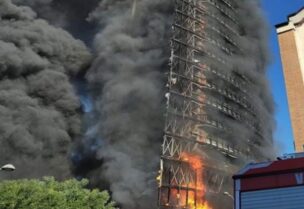 حريق في برج سكني بإيطاليا