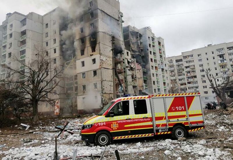 آثار الدمار في مدينة تشيرنيغيف شمالي أوكرانيا