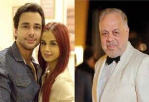 نقيب المهن التمثيلية في مصر اشرف زكي والفنانة منة عرفة وزوجها محمود المهدي