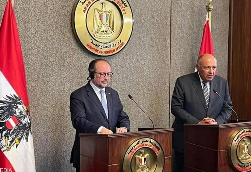 وزير الخارجية المصري سامح شكري مع نظيره النمساوي ألكسندر شالينبرغ