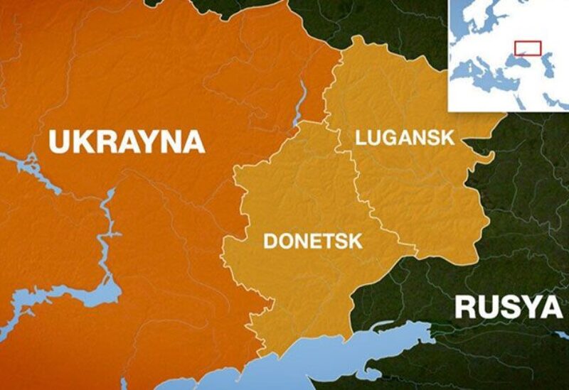 خارطة توضح موقع إقليمي دونيتسك ولوجانسك الانفصاليين