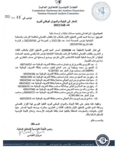 قرار القضاء التونسي حول تجميد أرصدة الغنوشي وعائلته
