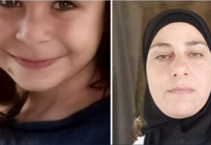 هلا مصطفى مع طفلتها عائشة حدارة