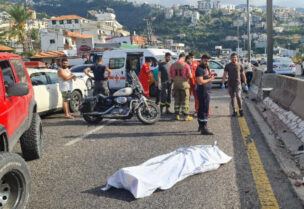 حادث صدم على المسلك الشرقي لأوتوستراد العقيبة نهر إبراهيم