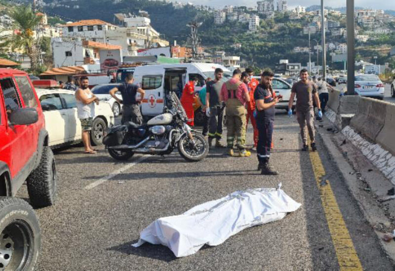 حادث صدم على المسلك الشرقي لأوتوستراد العقيبة نهر إبراهيم