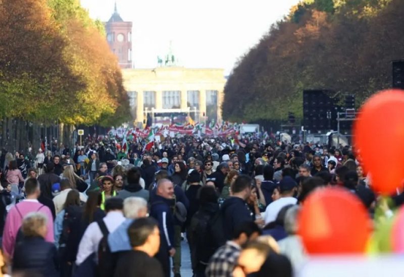 من التظاهرة في برلين السبت تضامناً مع المحتجين الإيرانيين