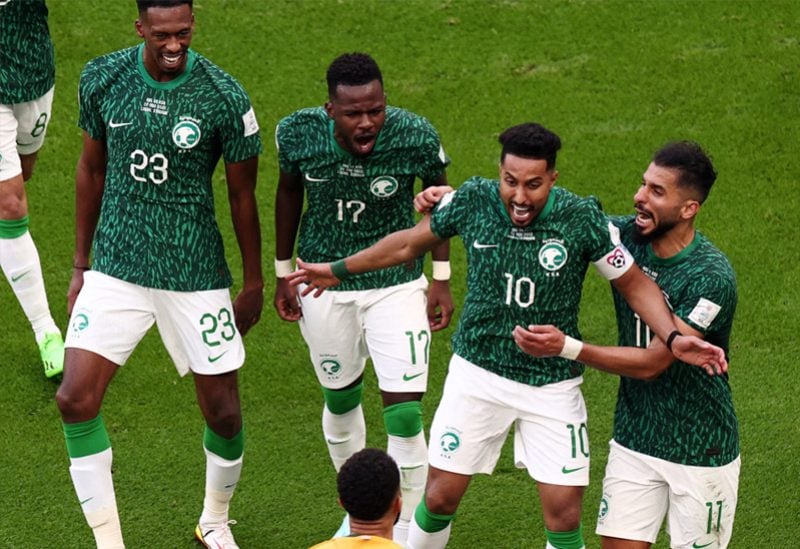 لاعبو المنتخب السعودي خلال المواجهة مع الأرجنتين