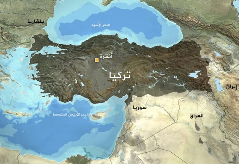 خريطة توضح الحدود التركية السورية