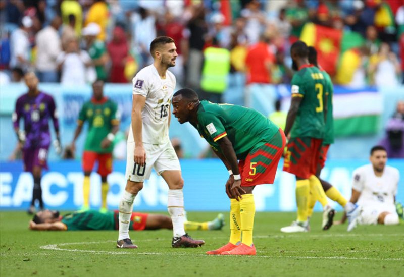 من مباراة الكاميرون وصربيا التي انتهب التعادل 3-3