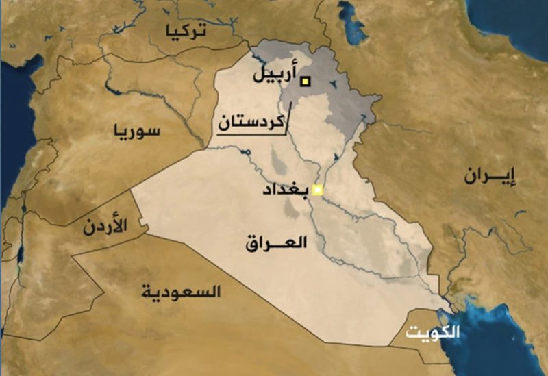 خريطة الحدود بين إيران وإقليم كردستان العراق