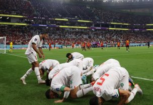 المنتخب المغربي عقب فوزه على نظيره البلجيكي