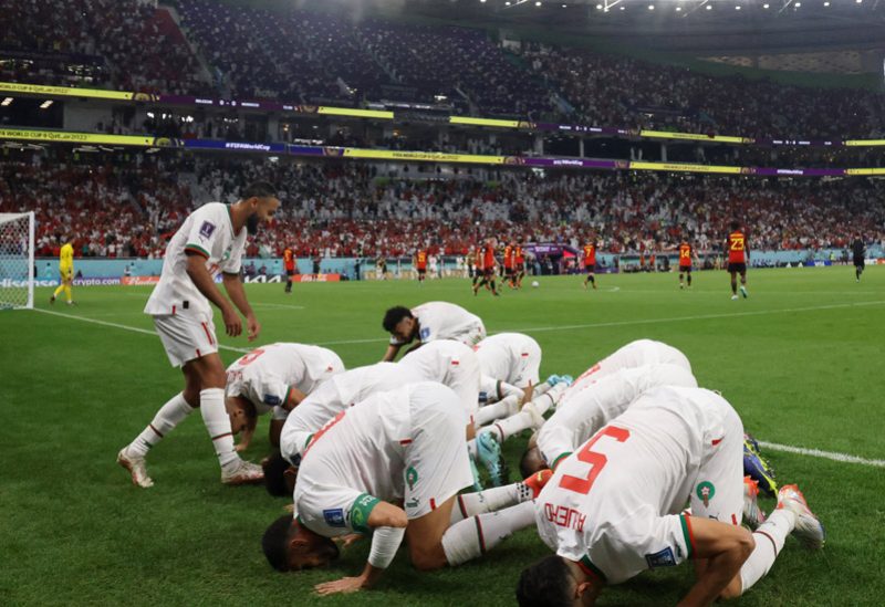 المنتخب المغربي عقب فوزه على نظيره البلجيكي