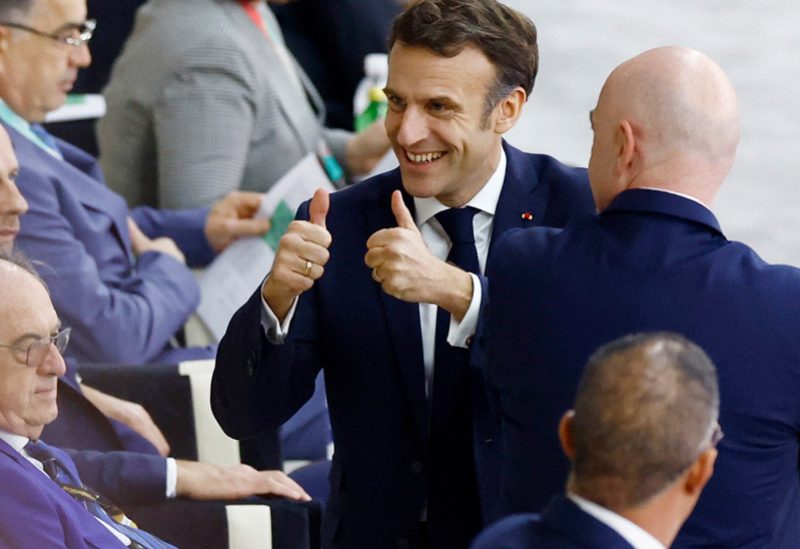 الرئيس الفرنسي خلال حضوره مباراة المغرب وفرنسا