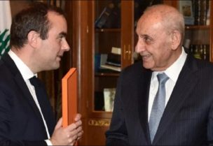 الرئيس نبيه بري ووزير الدفاع الفرنسي سيباستيان لوكورنو
