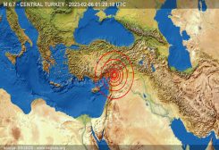 مركز الزلزال الذي ضرب تركيا وسوريا
