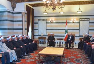 ميقاتي خلال استقباله المفتي دريان والمجلس الجديد للمفتين