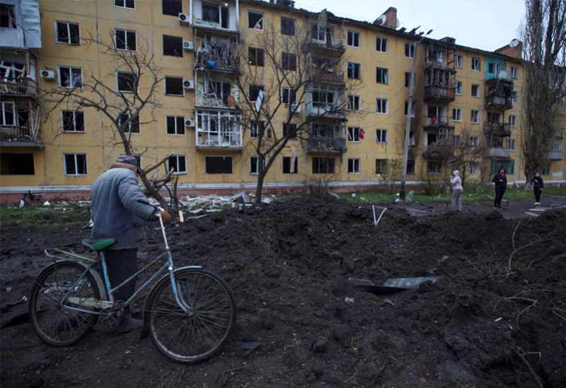 آثار الدمار في مدينة سلوفيانسك الأوكرانية