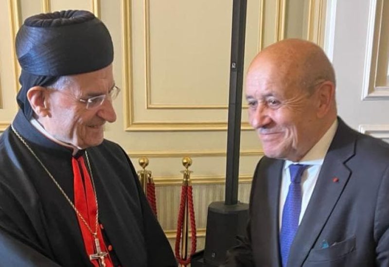 الموفد الفرنسي جان إيف لودريان والبطريرك الراعي