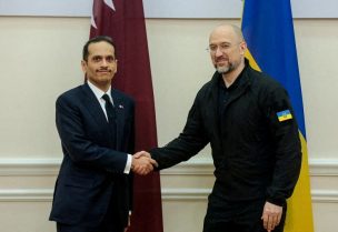 رئيس الوزراء الأوكراني دينيس شميهال ورئيس الوزراء القطري الشيخ محمد بن عبد الرحمن آل ثاني