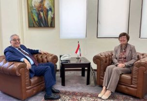 وزير الخارجية عبد الله بو حبيب والمنسقة الخاصة للأمم المتحدة في لبنان يوانا فرونتسكا