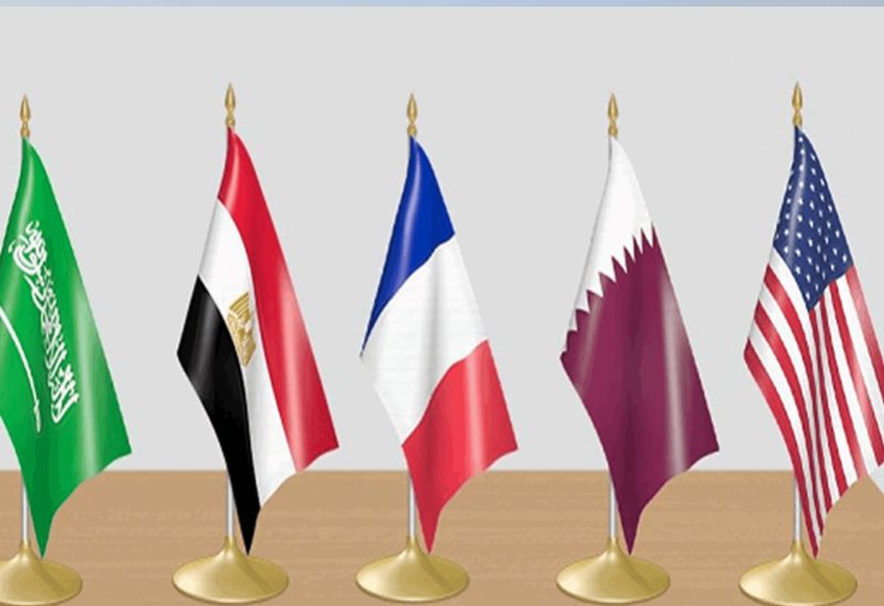 أعلام دول اللجنة الخماسية بشأن لبنان