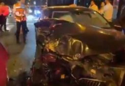 سيارة وزير التربية الإسرائيلي حاييم بيطون بعد الحادث