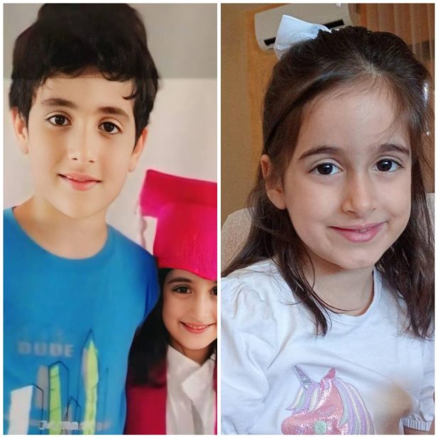 صورة للطفلين الشهيدين أميرة وحسين