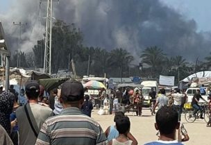 غارات إسرائيلية على منطقة المواصي بخان يونس