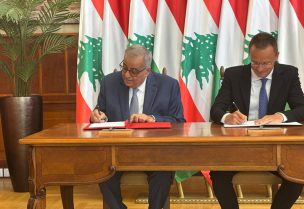 وزير الخارجية عبد الله بو حبيب ونطيره المجري بيتر سيارتو