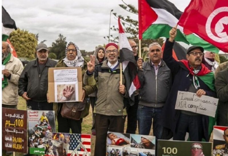 صورة من مظاهرة داعمة للقضية الفلسطينية من تونس