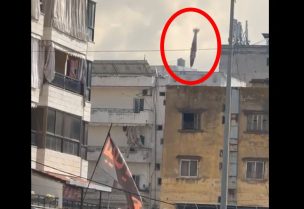 لحظة سقوط الصاروخ الاسرائيلي على المبنى في الغبيري في الضاحية الجنوبية لبيروت