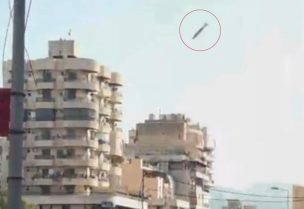 الصاروخ أثناء استهداف الشياح في الضاحية الجنوبية منذ قليل