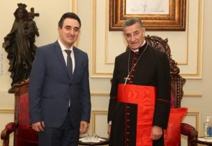 البطريرك الماروني الكاردينال مار بشاره بطرس الراعي قبل ظهر اليوم في الصرح البطريركي في بكركي النائب رازي الحاج