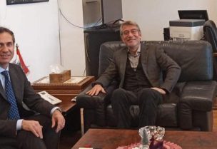 وزير الطاقة والمياه في حكومة تصريف الأعمال وليد فياض السفير التركي الجديد مراد لوتيم، في زيارة بروتوكولية