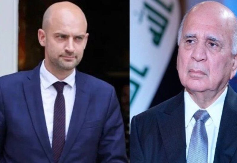 وزير الخارجية العراقي فؤاد حسين ووزير خارجية فرنسا جان نويل بارو