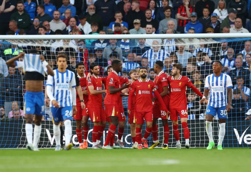 من المباراة بين برايتون وليفربول. رويترز