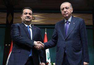 الرئيس التركي رجب طيب أردوغان مع رئيس الوزراء العراقي محمد شياع السوداني - الأناضول